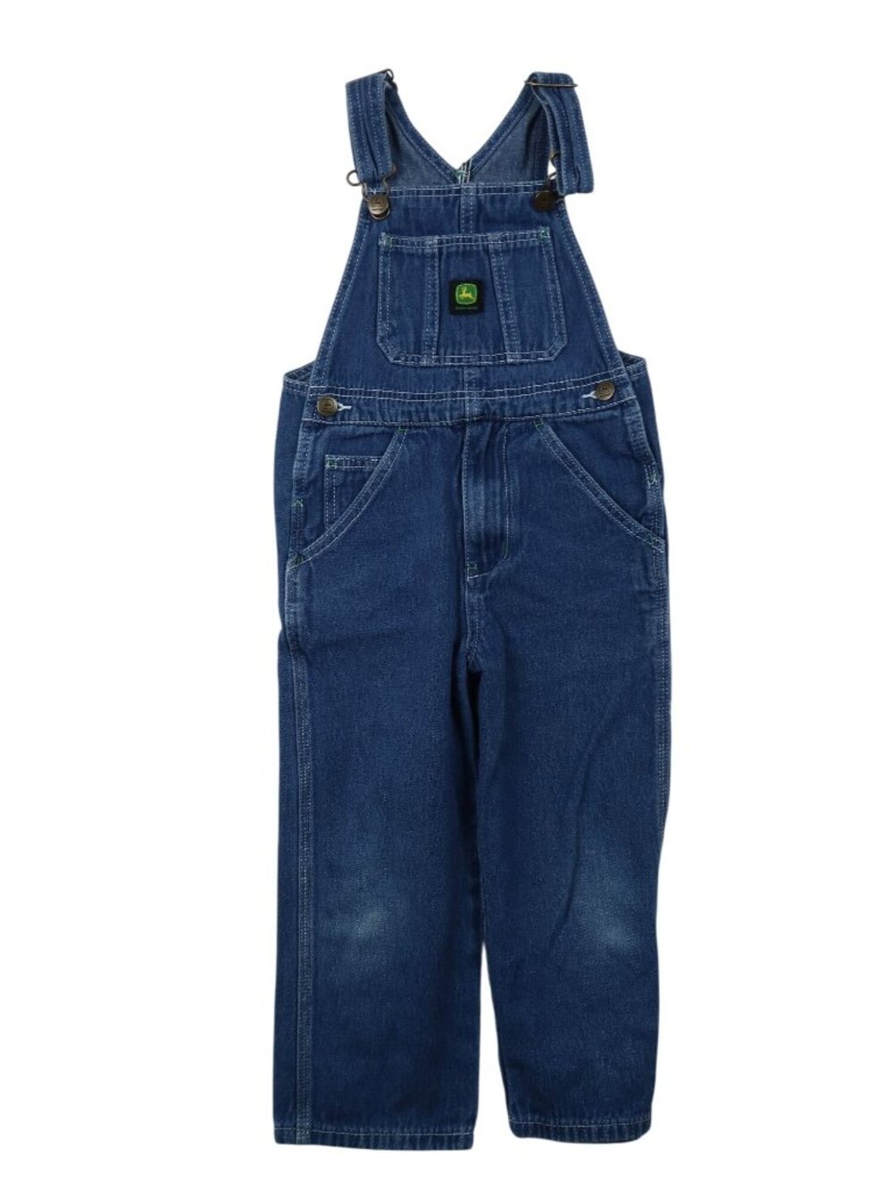 ✨3/$30 John Deere 6 Denim Overalls Kids Boys Blue Adjustable Straps Pockets